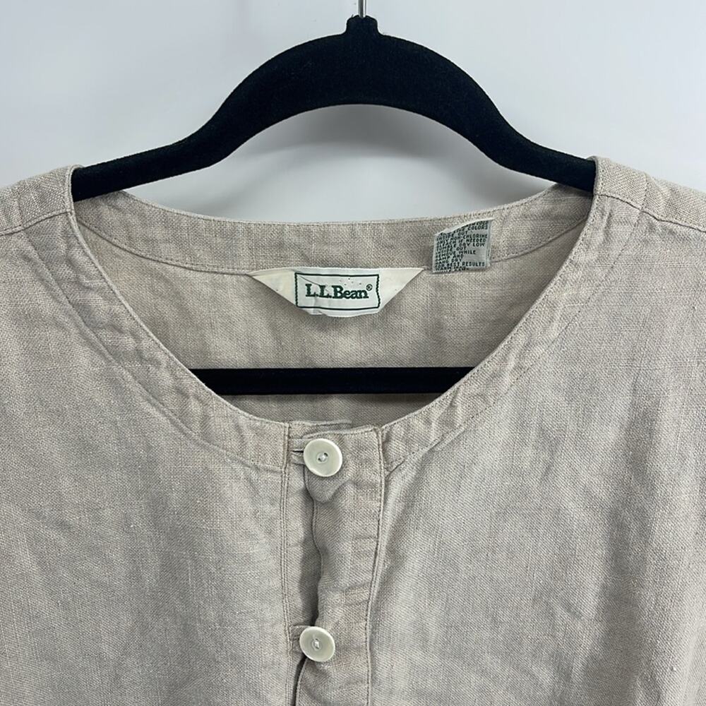 Vintage L. L. Bean 100% Linen Button Up Long Slee… - image 2
